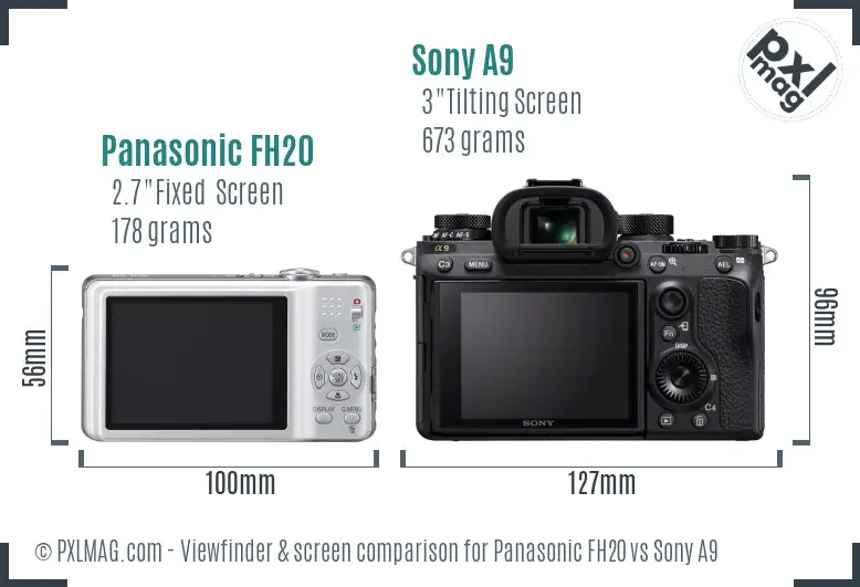 Panasonic FH20 vs Sony A9 Screen and Viewfinder comparison