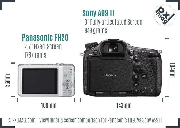 Panasonic FH20 vs Sony A99 II Screen and Viewfinder comparison