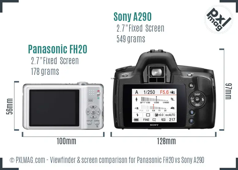 Panasonic FH20 vs Sony A290 Screen and Viewfinder comparison