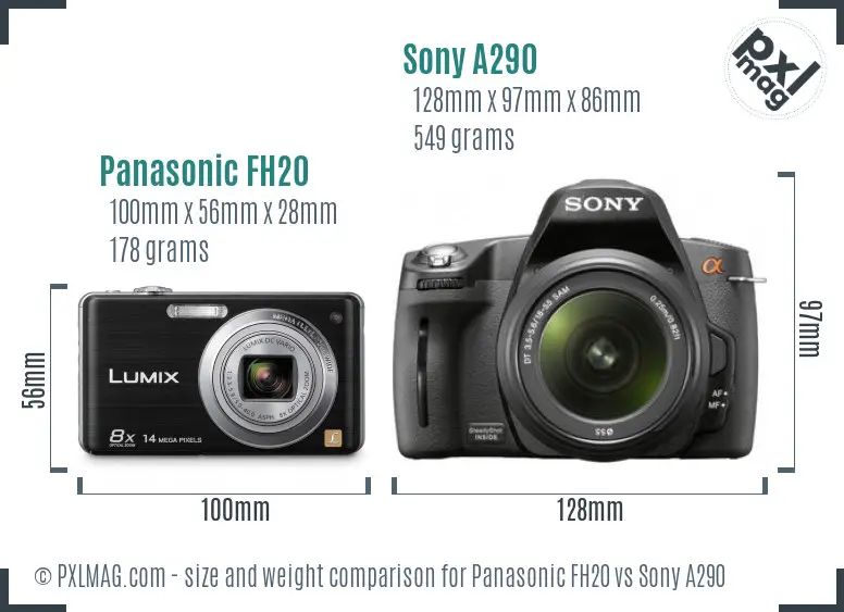 Panasonic FH20 vs Sony A290 size comparison