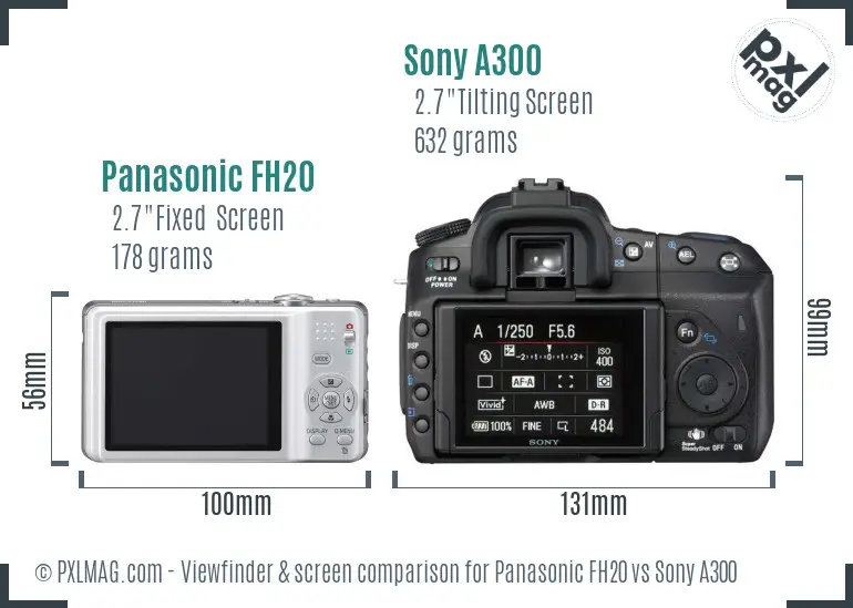 Panasonic FH20 vs Sony A300 Screen and Viewfinder comparison