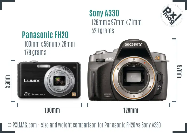 Panasonic FH20 vs Sony A330 size comparison