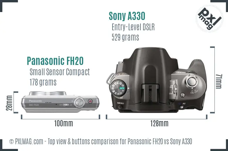 Panasonic FH20 vs Sony A330 top view buttons comparison