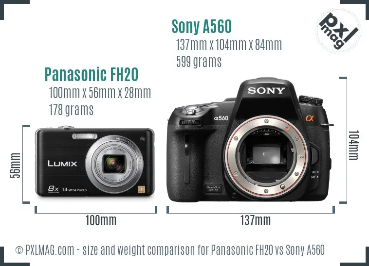 Panasonic FH20 vs Sony A560 size comparison