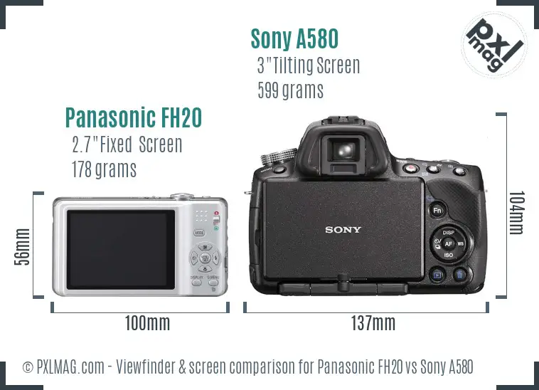 Panasonic FH20 vs Sony A580 Screen and Viewfinder comparison