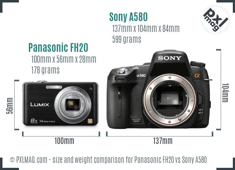 Panasonic FH20 vs Sony A580 size comparison