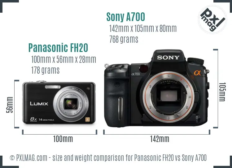 Panasonic FH20 vs Sony A700 size comparison