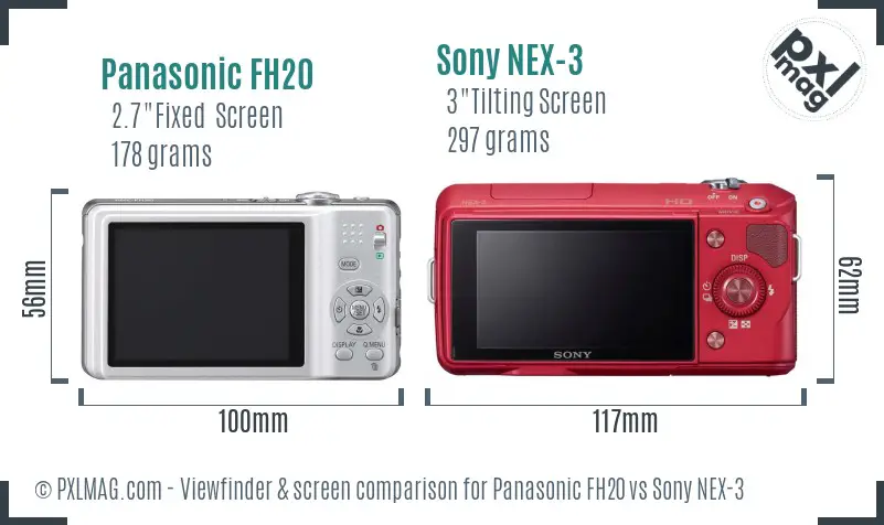 Panasonic FH20 vs Sony NEX-3 Screen and Viewfinder comparison