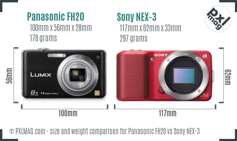 Panasonic FH20 vs Sony NEX-3 size comparison