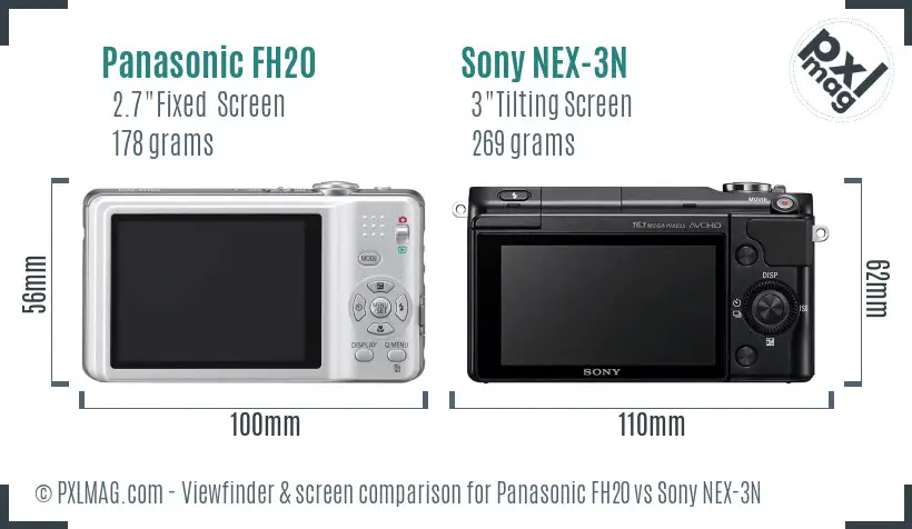 Panasonic FH20 vs Sony NEX-3N Screen and Viewfinder comparison