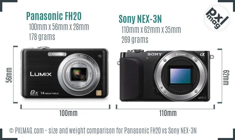 Panasonic FH20 vs Sony NEX-3N size comparison