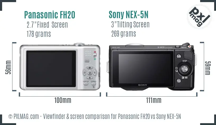 Panasonic FH20 vs Sony NEX-5N Screen and Viewfinder comparison