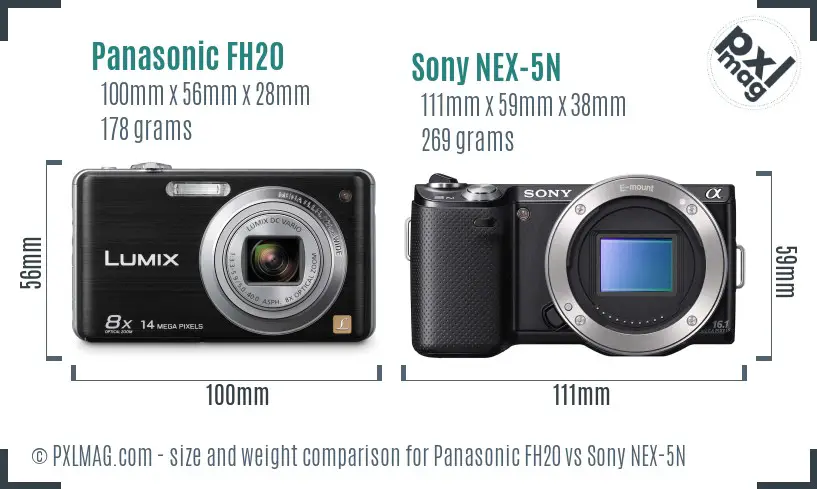 Panasonic FH20 vs Sony NEX-5N size comparison