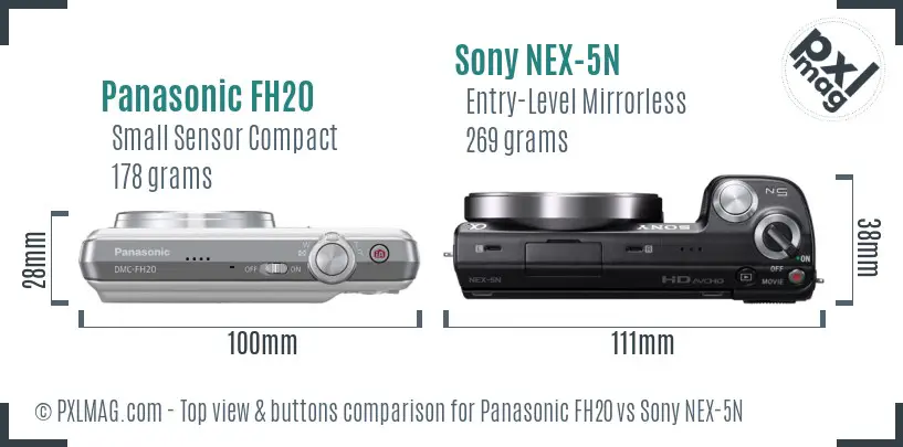 Panasonic FH20 vs Sony NEX-5N top view buttons comparison