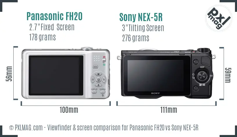 Panasonic FH20 vs Sony NEX-5R Screen and Viewfinder comparison