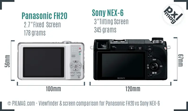 Panasonic FH20 vs Sony NEX-6 Screen and Viewfinder comparison