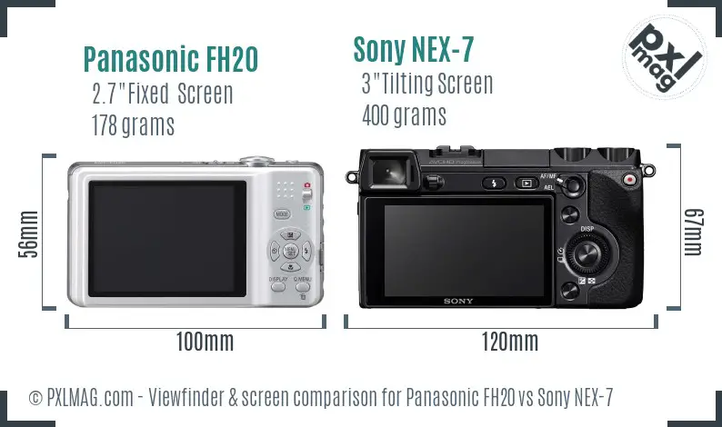 Panasonic FH20 vs Sony NEX-7 Screen and Viewfinder comparison