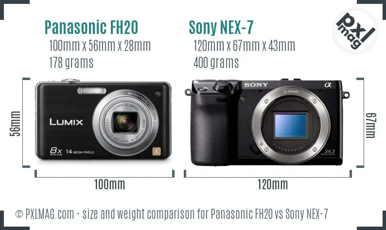 Panasonic FH20 vs Sony NEX-7 size comparison