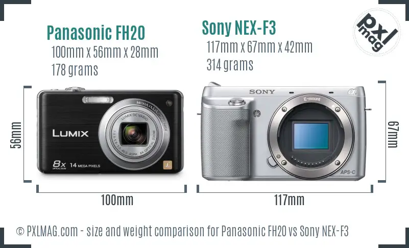Panasonic FH20 vs Sony NEX-F3 size comparison