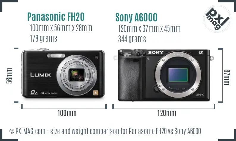 Panasonic FH20 vs Sony A6000 size comparison Panasonic FH20 vs Sony A6000 size comparison