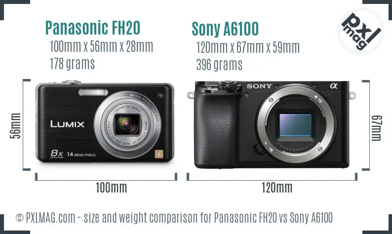 Panasonic FH20 vs Sony A6100 size comparison
