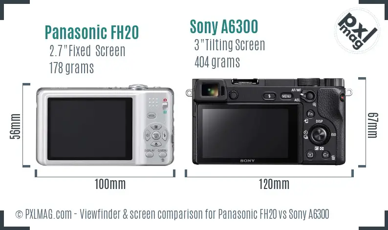 Panasonic FH20 vs Sony A6300 Screen and Viewfinder comparison