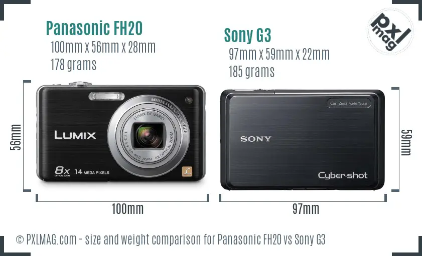 Panasonic FH20 vs Sony G3 size comparison