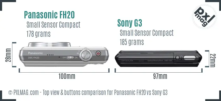 Panasonic FH20 vs Sony G3 top view buttons comparison