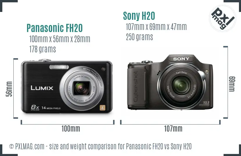 Panasonic FH20 vs Sony H20 size comparison