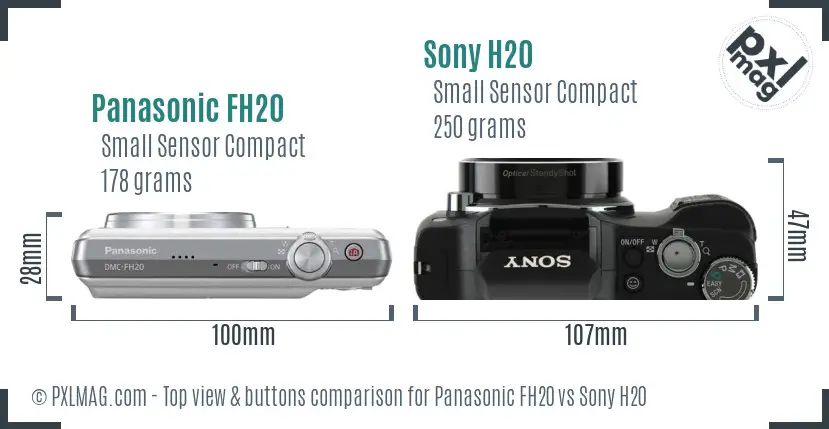 Panasonic FH20 vs Sony H20 top view buttons comparison