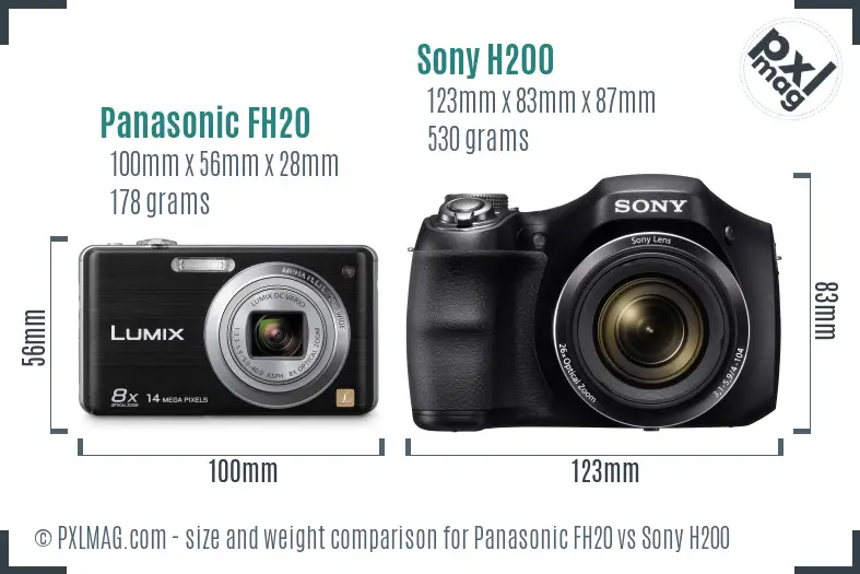 Panasonic FH20 vs Sony H200 size comparison