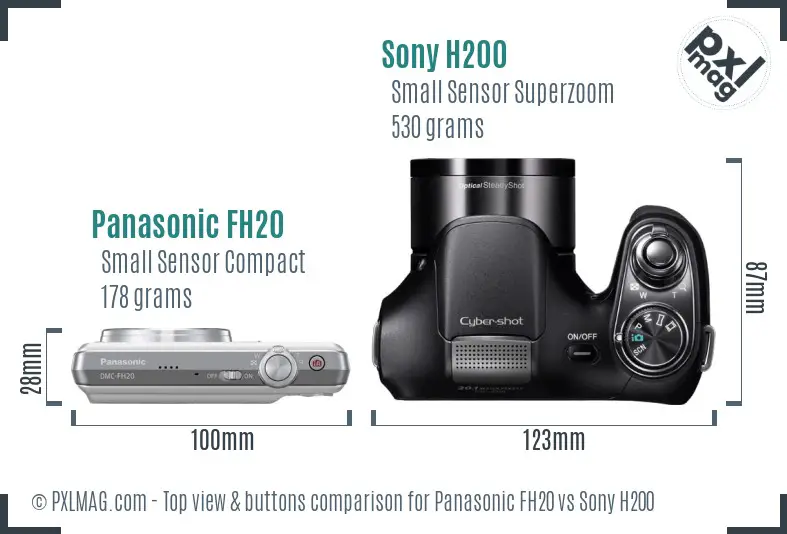 Panasonic FH20 vs Sony H200 top view buttons comparison