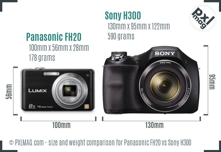 Panasonic FH20 vs Sony H300 size comparison