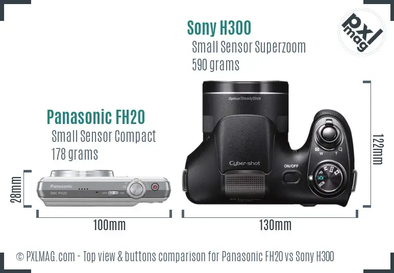 Panasonic FH20 vs Sony H300 top view buttons comparison