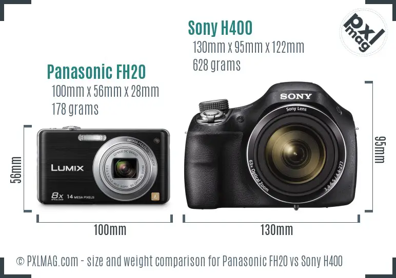 Panasonic FH20 vs Sony H400 size comparison