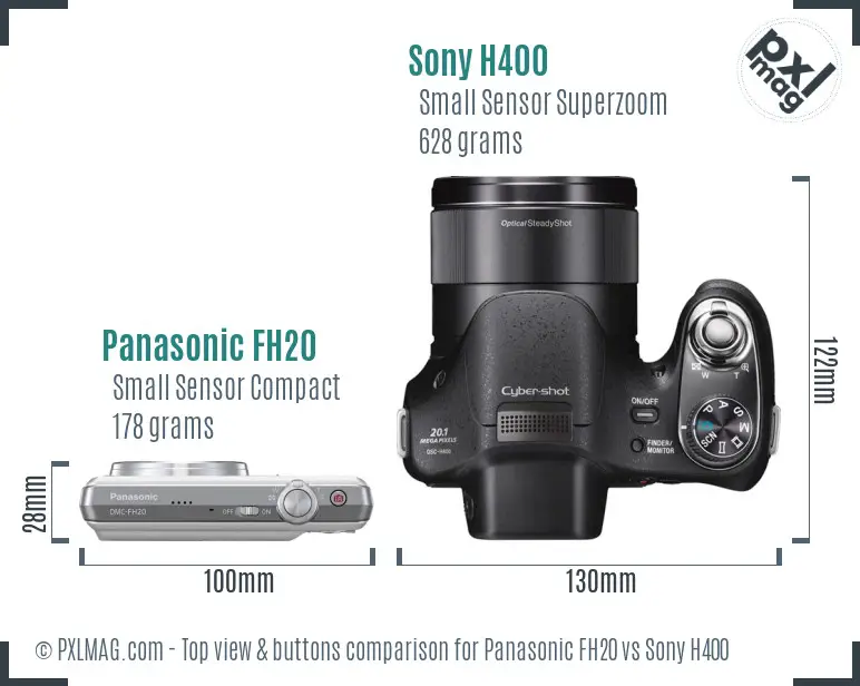 Panasonic FH20 vs Sony H400 top view buttons comparison
