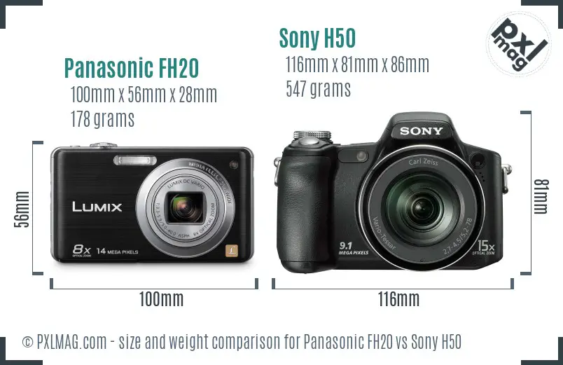 Panasonic FH20 vs Sony H50 size comparison