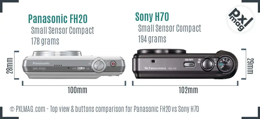 Panasonic FH20 vs Sony H70 top view buttons comparison