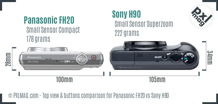 Panasonic FH20 vs Sony H90 top view buttons comparison