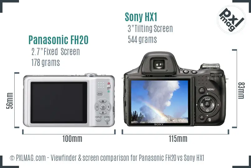 Panasonic FH20 vs Sony HX1 Screen and Viewfinder comparison