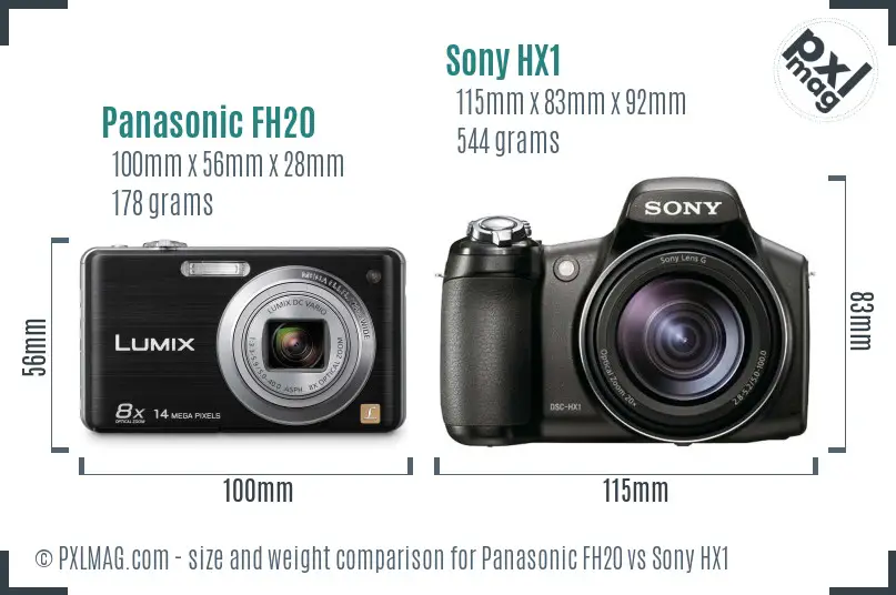 Panasonic FH20 vs Sony HX1 size comparison