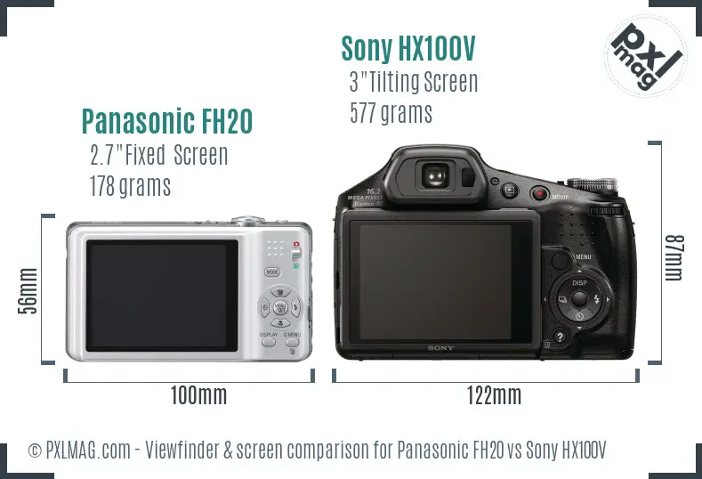 Panasonic FH20 vs Sony HX100V Screen and Viewfinder comparison