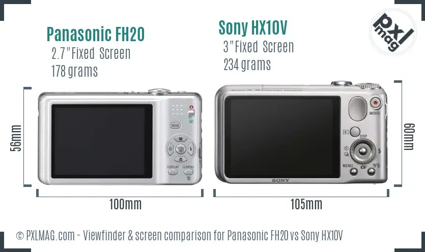 Panasonic FH20 vs Sony HX10V Screen and Viewfinder comparison
