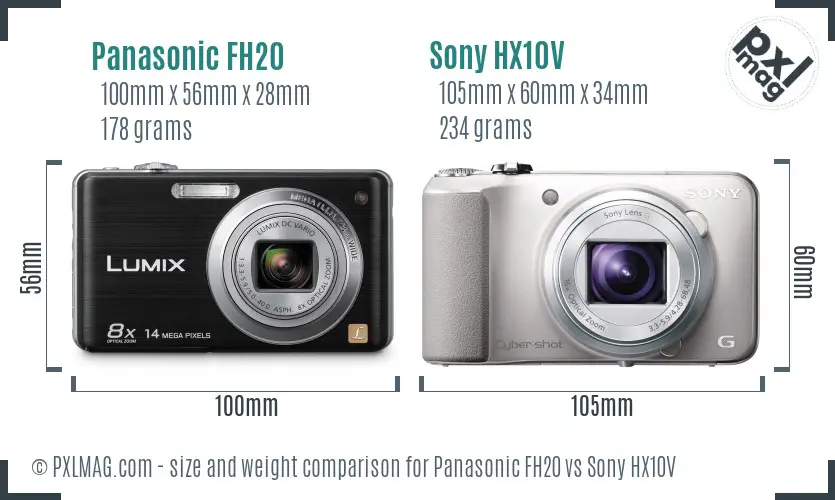 Panasonic FH20 vs Sony HX10V size comparison