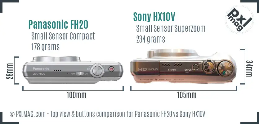 Panasonic FH20 vs Sony HX10V top view buttons comparison