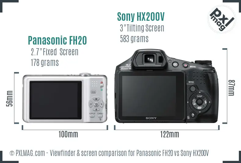 Panasonic FH20 vs Sony HX200V Screen and Viewfinder comparison
