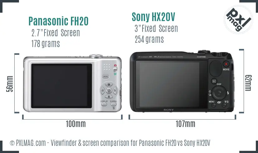 Panasonic FH20 vs Sony HX20V Screen and Viewfinder comparison