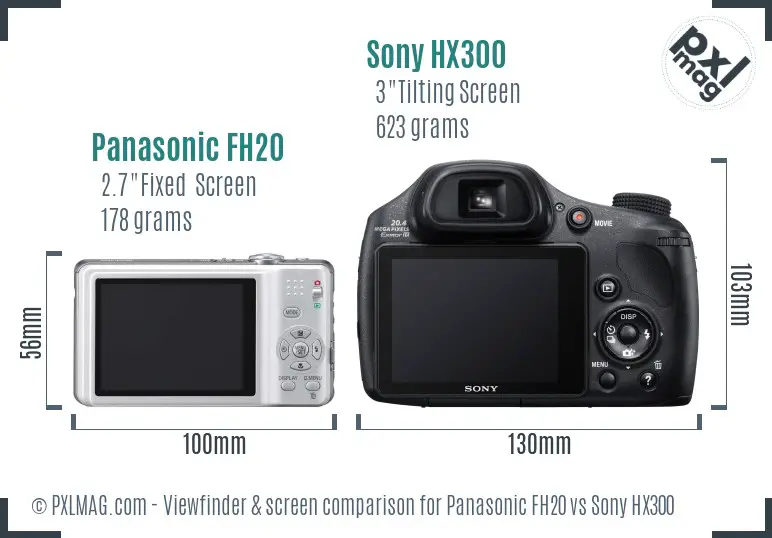 Panasonic FH20 vs Sony HX300 Screen and Viewfinder comparison