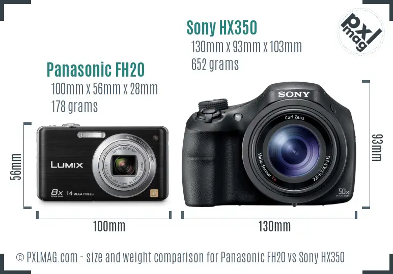 Panasonic FH20 vs Sony HX350 size comparison