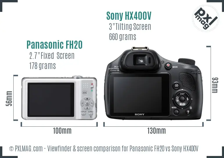 Panasonic FH20 vs Sony HX400V Screen and Viewfinder comparison